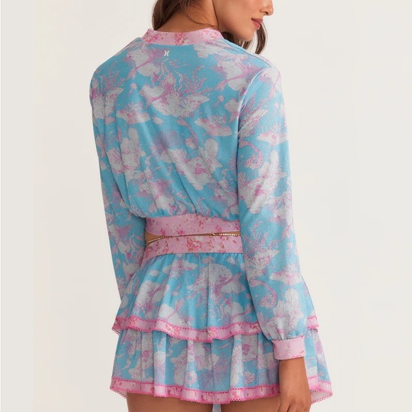 LoveShackFancy x Hurley Under The Sea Cropped Mesh Bomber Jacket Cover Up - Picture 13 of 16